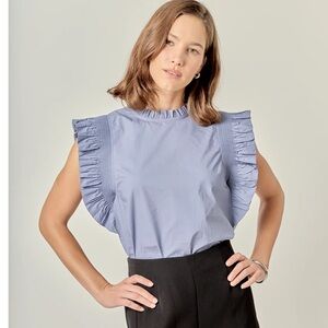 English Factory Ruffle Sleeve Top size XS